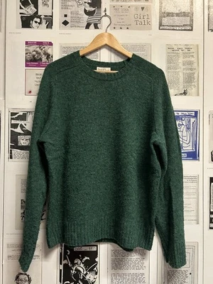 J. Crew Brushed Wool Crewneck Sweater Heather Clover Christmas Green Large - Image 1 of 4