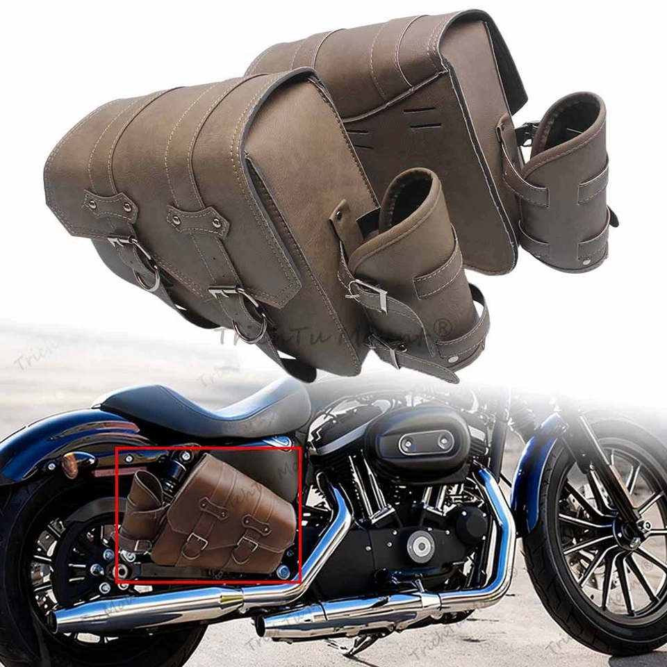 Bolsas de sillín para motocicleta Indian Scout Sixty Bobber bolsas laterales alforjas marrón Foto 1 de 4