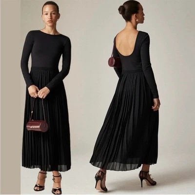 Vestido de ballet plisado J.Crew en mezcla de algodón elástico negro CF797 talla XL Foto 1 de 4