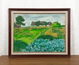 Paesaggio di campagna con campo di cavoli, dipinto a guazzo, artista Vlasov - Foto 1 di 11