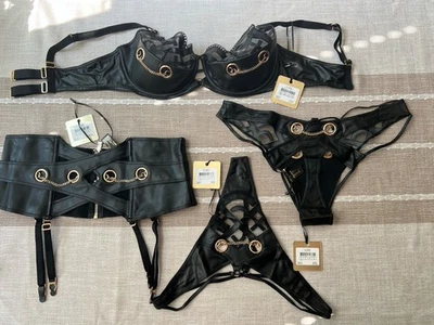 Honey Birdette Claire Set, Bra 38DDD Brief, Thong L, Waspie / suspender XL. NWT - Image 1 of 4