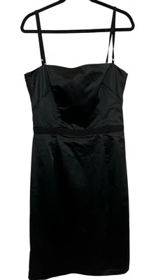 Dolce & Gabbana Black Satin Pencil Dress Fitted Flirty Spaghetti Straps US-12/48 - Image 1 of 4