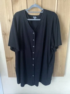 Liz & Me Essentials Black Button Short Sleeve Top Size 22/24 NWOT - Picture 1 of 2