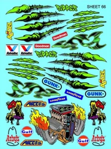 WHITE VINYL Sticker Gang SHEET 66 "RIPPER CLAWS"-R/C MODEL Decals 1/8 - 1/10PEEL - Picture 1 of 9