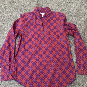 J.Crew Bungalow Baumwolle Strand Top Shirt Größe 8 adrette V-Ausschnitt Langarm Karriere - Bild 1 von 9