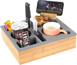 Couch Cup Holder Tray, Handy Silicone Couch Caddy with Rotatable Holder for B... - Picture 1 of 2