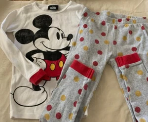 Disney Mickey Mouse Pajamas Sz 6 100% Cotton - Picture 1 of 12