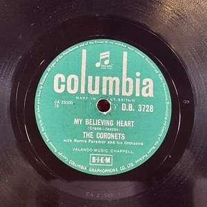 The Coronets, 78 RPM Record, My Believing Heart/Lizzie Borden - Picture 1 of 4