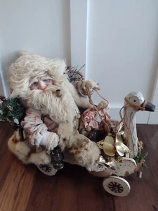 Vintage Rustic Folk Art Primitive Handmade Santa Father Christmas Goose OOAK - Picture 1 of 19