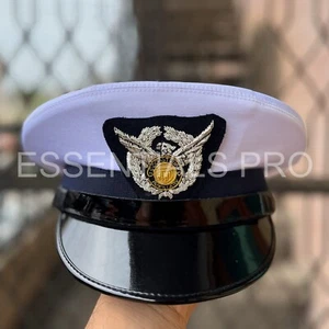 Premium Kapitänsmütze der Küstenwache - weiß & schwarz mit gesticktem Emblem - Bild 1 von 6