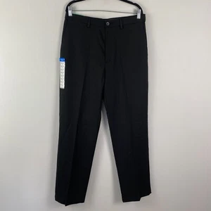 Haggar Cool 18 Pro Pants Size 34x32 Classic Fit Black Expandable Waist - Picture 1 of 11