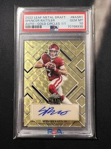 SPENCER RATTLER RC TRUE 1/1 PSA 10 💎 LEAF GOLD SUPERFRACTOR Auto 💥 Draft Metal