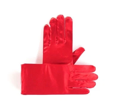 Rojo Satén Elastizado Noche Formal Fiesta Boda Guantes Sombrero Sociedad Damas Foto 1 de 2