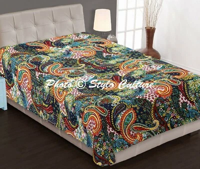 Ropa de cama estampada de algodón indio edredón doble edredón cachemira Kantha edredones tiro Foto 1 de 3