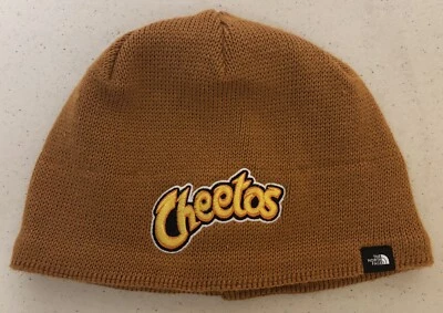 North Face горы Beanie Cheetos ребристый флис с подкладкой древесины желтовато-коричневый золотой логотип - Изображение 1 из 4