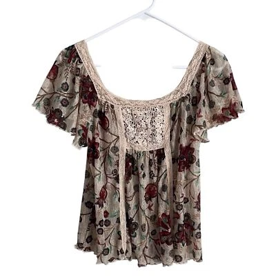 Blusa Top Ralph Lauren Denim & Supply Cuello Cuadrado Medio Encaje Western Cottage Foto 1 de 4