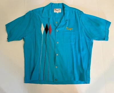 1950’s Bowling Shirt King Louie Gabardine  Rockabilly Swing M/L - Image 1 of 4