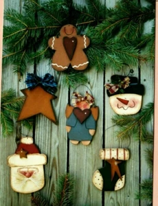 Trim A Tree Pattern Wood & Cloth Christmas Ornaments Primitive Cottage Country - Picture 1 of 3