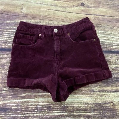Forever 21 Shorts Womens Sz 27High Rise Corduroy Burgundy Shortie 2inch Seam - Image 1 of 4