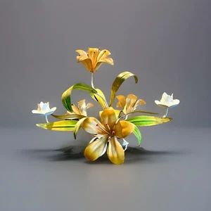 Vintage Italian Tole Floral Candelabra –Metal Lilies –Hollywood Regency Style - Picture 1 of 3