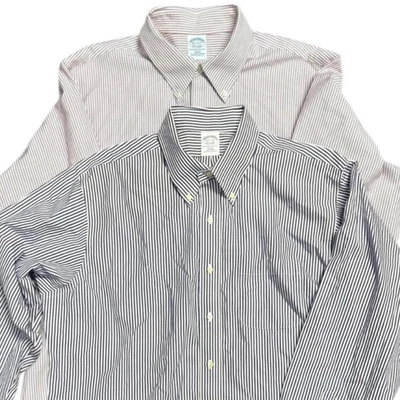 Brooks Brothers Mens Long Sleeve Button Down Shirt Bundle 2 Non Iron Cotton - Image 1 of 4