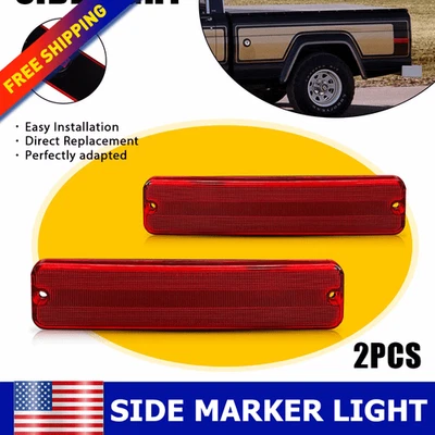 Par de luzes de lente vermelhas Fit Jeep 2 carcaça de luz indicadora lateral traseira CJ5 CJ7 1972-1980 - Imagem 1 de 4