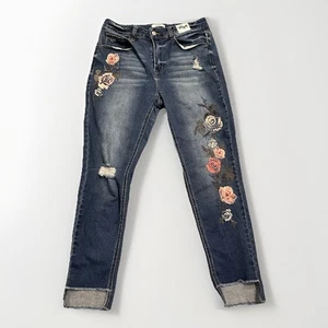 Kensie Women's High-rise Skinny Floral Embroidered Boho Jeans Size 8 29 Coquette - Picture 1 of 10