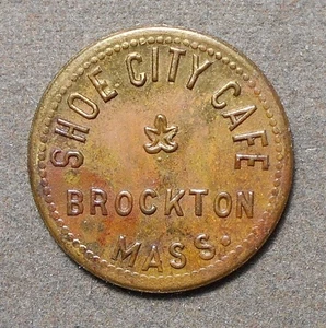 Brockton, Mass., Shoe City Café Good For 10c In Trade. Brass, 22mm - Picture 1 of 2