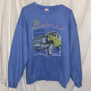 Junk Food Tees Sweatshirt Blue Ford Bronco 4X4 Retro Graphic Unisex Size Medium - Picture 1 of 8