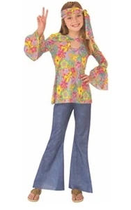 New Flower Child Girl 60's Hippie Dress Up Halloween Costume Cosplay Small 4-6 - Picture 1 of 5