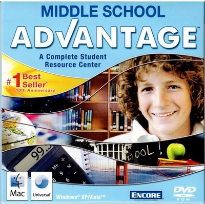 Middle School Advantage Pc New 350+ Lessons 1,280+ Exercises Assessments XP - Image 1 of 4