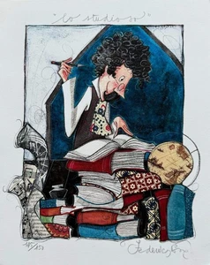 Lo studioso Federica Porro Opera STAMPA Firmata Numerata Fine Art Giclée Pop Art - Imagen 1 de 1