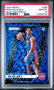 2024-25 Panini Prizm #269 Ron Holland II Blue Fast Break Disco RC /150 PSA 10 - Picture 1 of 4