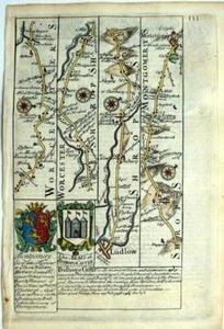 WORCESTER SHROPSHIRE  LUDLOW  MONTGOMERY BY EMANUEL BOWEN c1720 GENUINE ANTIQUE - Picture 1 of 2