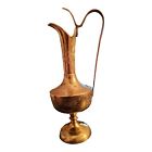 Vintage Brass Cobra Vase Vintage Pitcher Jug Ewer Etched Metal Genie Lamp Handle