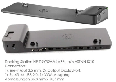 DOCK PORT REPLICATOR HP ELITEBOOK 820 G1 G2 G3 G4 840 e 850 G2 G3 G4 G5 G6 DOC52 - Bild 1 von 3