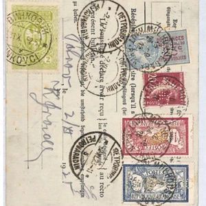 FRANCE 5f MERSON Parcel Post Card *SERBIA* 1923 YUGOSLAVIA Petrovaradin YQ86 - Picture 1 of 14
