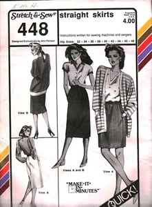 448 Stretch & Sew Sewing Pattern Vintage Misses Straight Skirts 1980s 32-48" - Picture 1 of 2