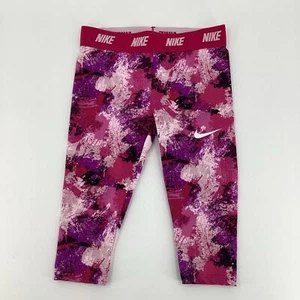 Nike Dri-Fit Girl’s Cropped Leggings Fuchsia Pink Purple White Size 6 11” 276 - Picture 1 of 10