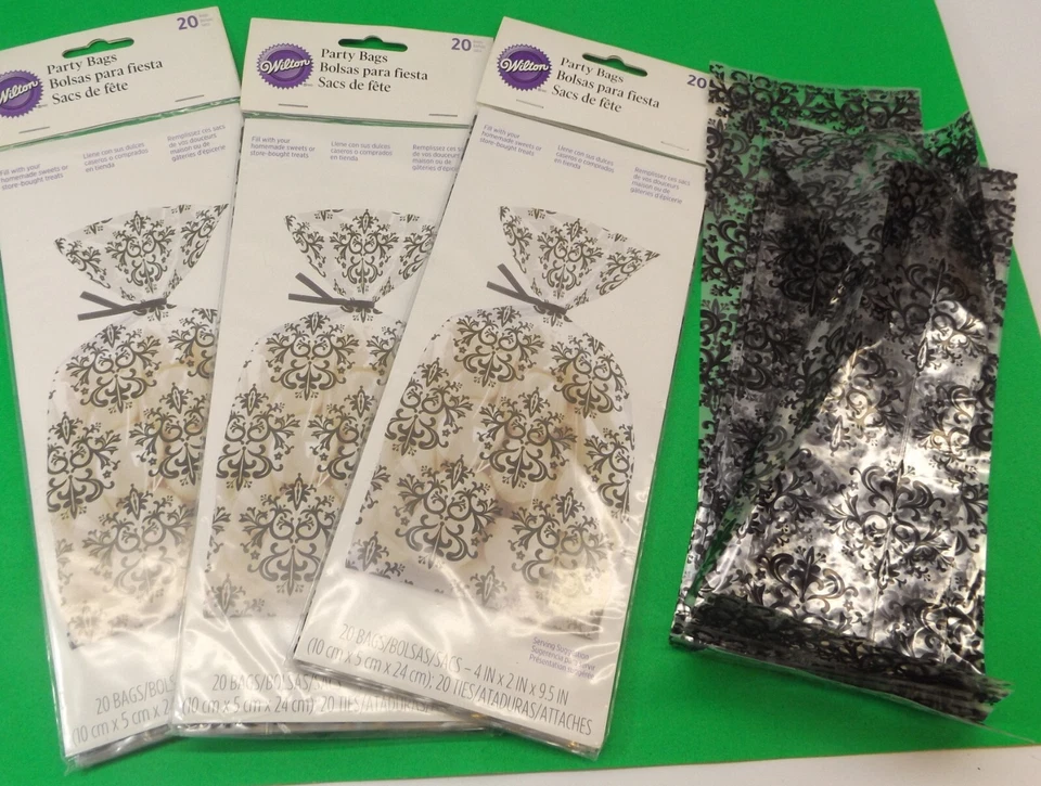 60+ Bolsas Wilton Bolsas de Fiesta Paquete de 20 - Damasco, Blanco y Negro 1912-9026 Foto 1 de 2