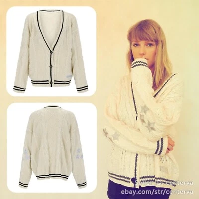 Taylor Swift Folklore Album Embroidered Cardigan: Vintage Preppy Apricot Sweater - Image 1 of 4