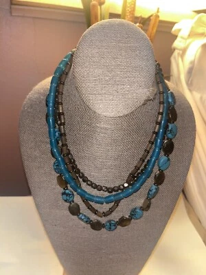 "Collar imitación turquesa verde azulado múltiples cuentas 18"" lote M" Foto 1 de 4