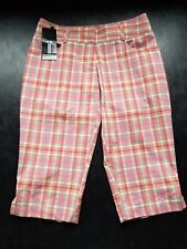 NWT WOMEN'S ADIDAS CLIMALITE SHORTS, SIZE: 2, COLOR: BEIGE/PINK PLAID (J454)