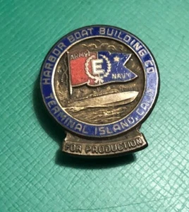 VTG Original WWII Harbor Boat E Production PT Sterling Screw back Badge US Navy - Picture 1 of 7