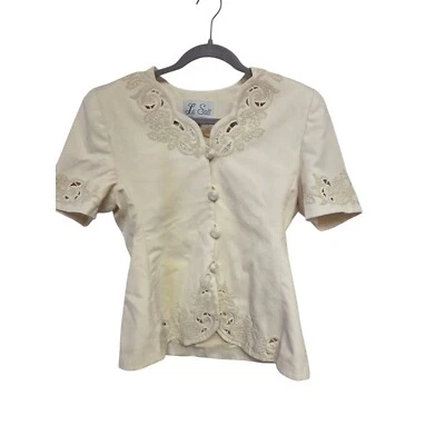 Top Le Suit bordado con botones manga corta beige talla 12 Foto 1 de 4