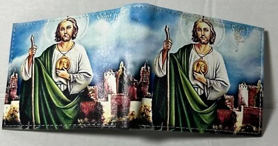 Saint Judas веганский/искусственной кожи мужской складного бумажника двойной клапан карты держатель новый - Изображение 1 из 4