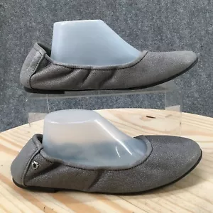 Minnetonka Zapatos Mujer 8 Ballet Pisos Informales Sin Cordones 251 Gris Cuero Puntera Redonda - Imagen 1 de 14