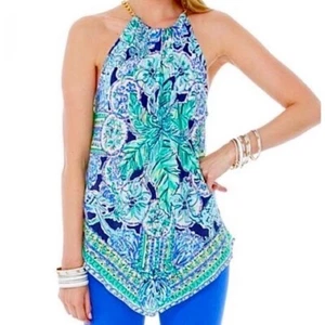Lilly Pulitzer Silk Cabana Escape Artist Print Top Size M - Picture 1 of 9