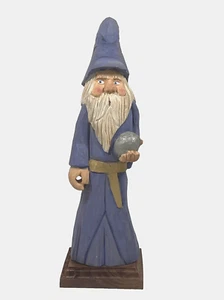 Folk Art Wizard Figure Handcarved Painted Primitive Artist Signed - Picture 1 of 11
