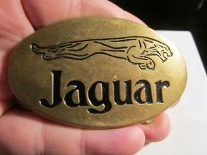 VINTAGE JAGUAR AUTOMOTIVE BELT BUCKLE SOLID BRASS MADE BY BARON BUCKLES - GW-13 - Picture 1 of 3